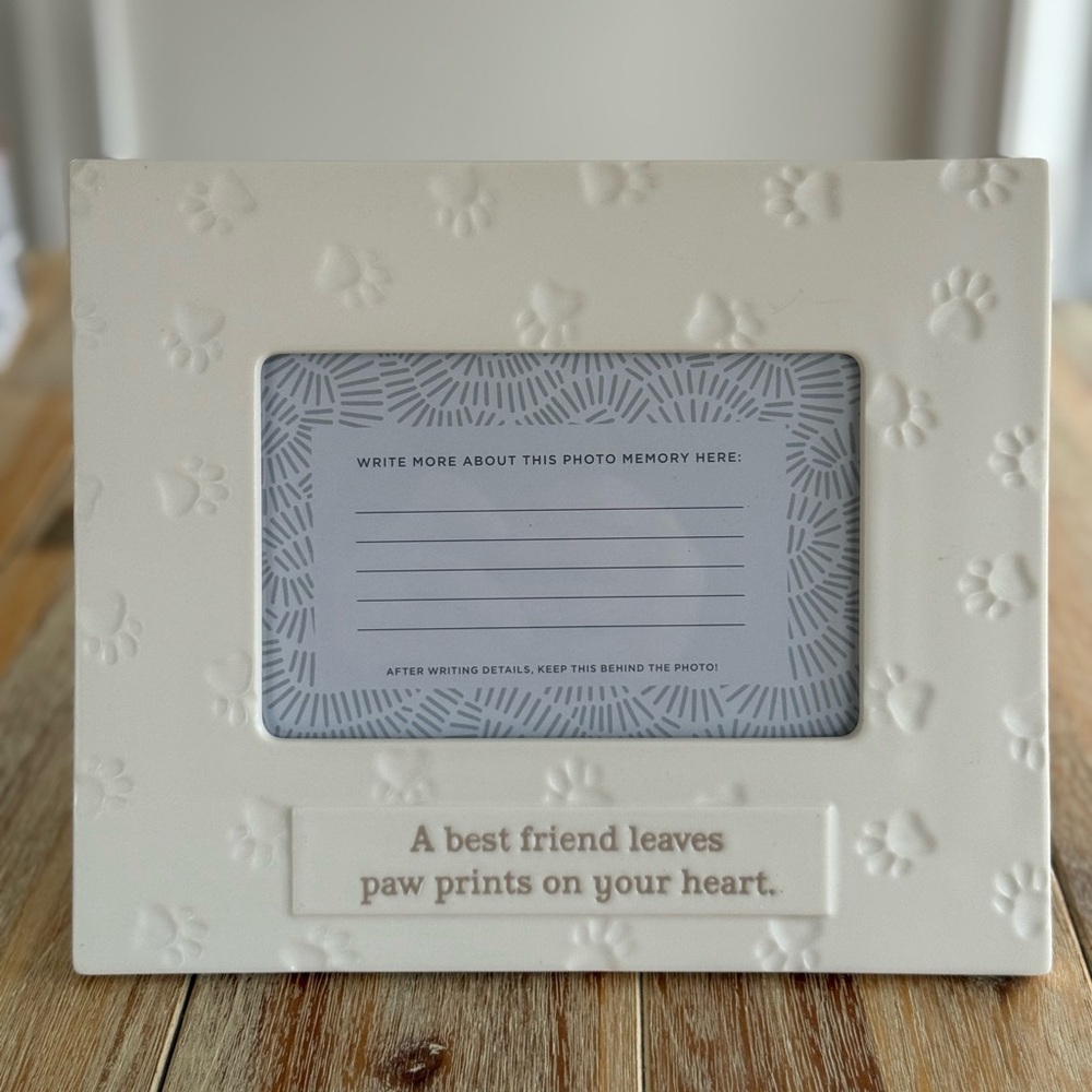 Hallmark Paw Print Embossed Ceramic Photo Frame Cream Dog, Cat